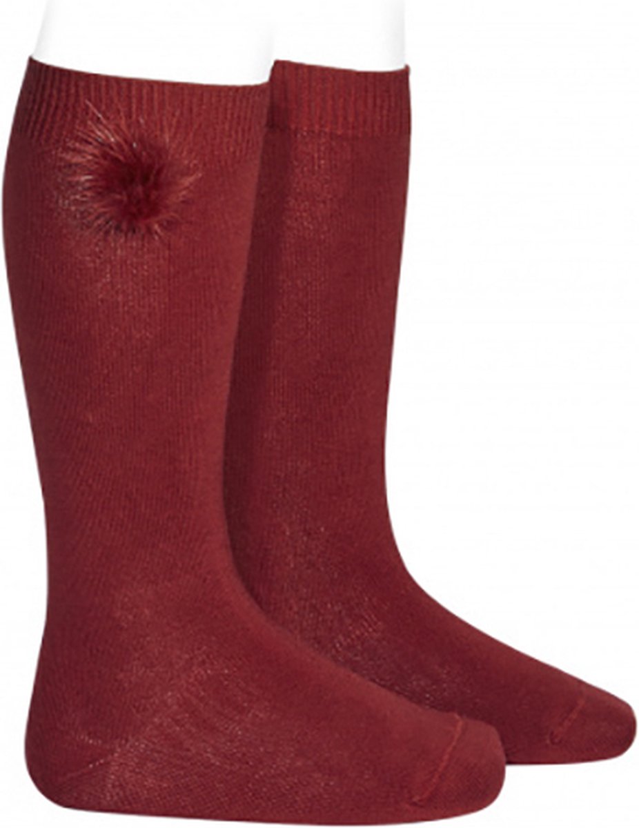 Cóndor Kniekous met Pompom | 2483/2 | Garnet/Donkerrood | 31-34 | maat 8