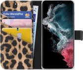 My Style Flex Wallet Telefoonhoesje geschikt voor Samsung Galaxy S22 Ultra Hoesje Bookcase Portemonnee - Leopard