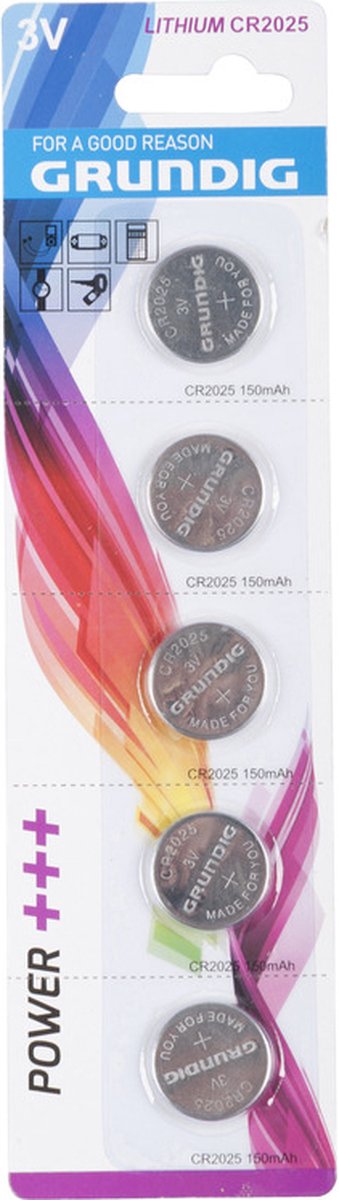 Grundig Knoopcelbatterijen Cr2025 150 Mah 5 Stuks