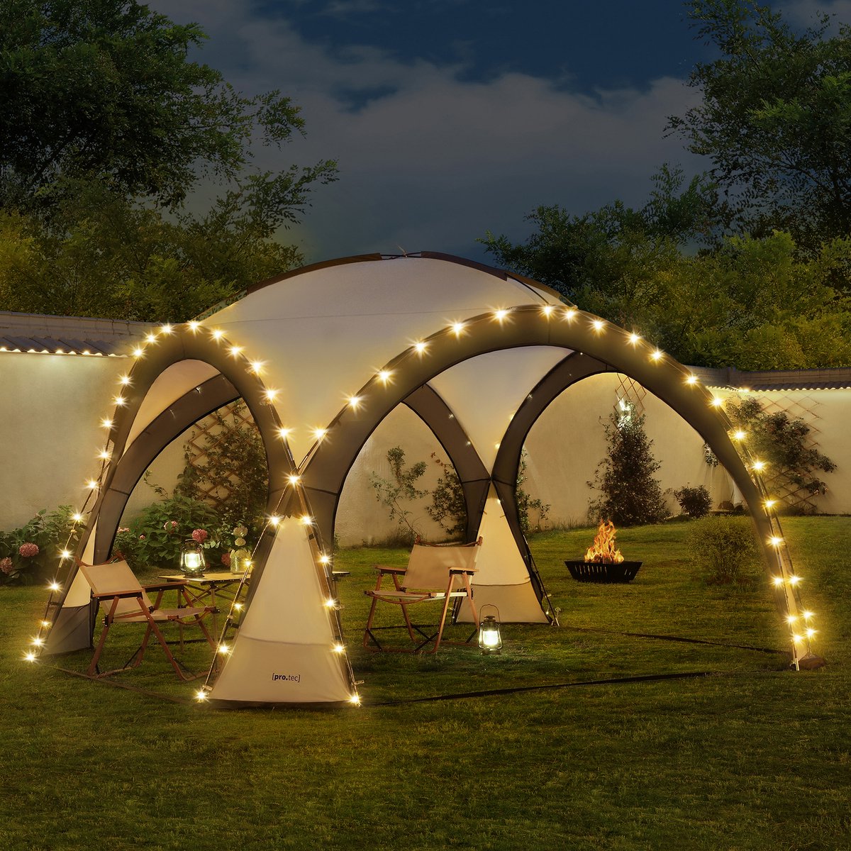 Paviljoen Grästorp met LED-verlichting 345x345x247 cm donkergrijs