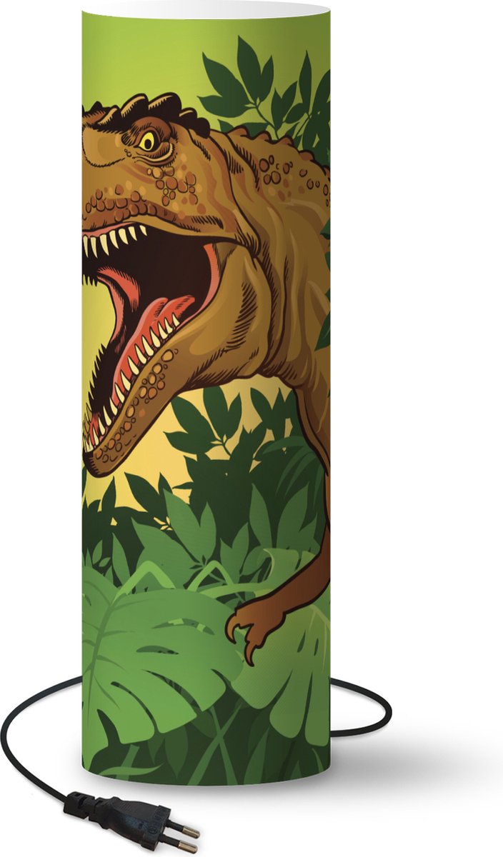 Lamp Dinosaurus illustratie - illustratie van Tyrannosaurus in bos - 70 cm hoog - Ø22 cm - Inclusief LED lamp