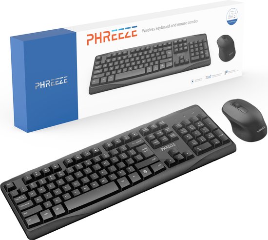 Phreeze™ Draadloze Toetsenbord en Muis Set + USB Ontvanger - Ergonomisch  Design -... | bol.com