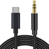 Phreeze Gecertificeerde 3.5mm Aux naar USB-C Kabel - Gevlochten Audiokabel - Universele Aux Kabel - Aux naar USB C