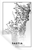 Muurstickers - Sticker Folie - Stadskaart – Plattegrond – Kaart – Bastia - Frankrijk - Zwart wit - 40x60 cm - Plakfolie - Muurstickers Kinderkamer - Zelfklevend Behang - Zelfklevend behangpapier - Stickerfolie
