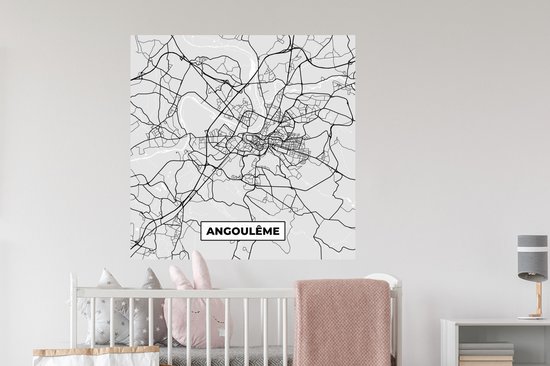 Stickers muraux - Plan de Ville - France - Plan - Angoulême - Plan - 100x100 cm - Film Adhésif XXL