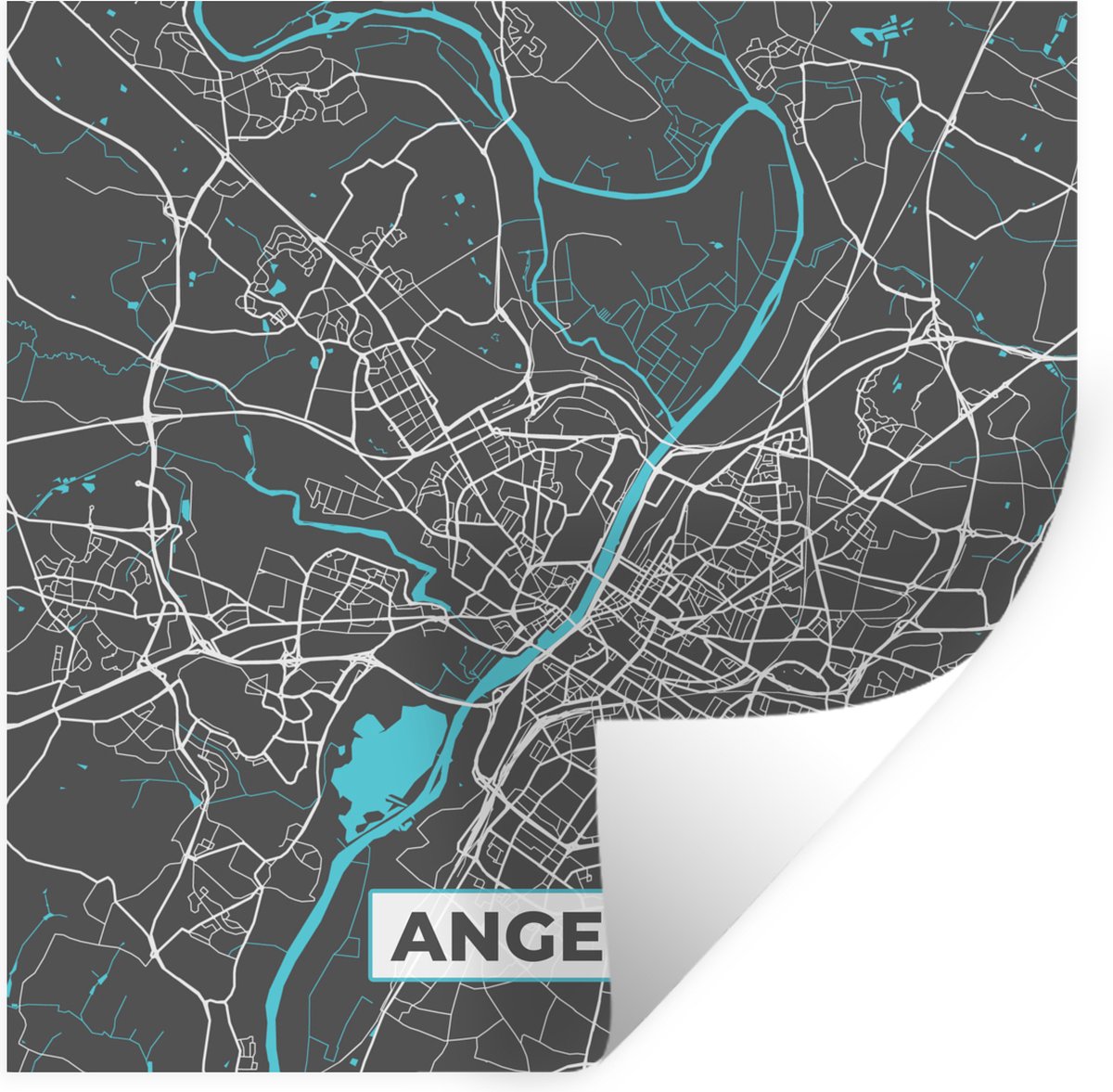 Muurstickers - Sticker Folie - Angers - Stadskaart - Plattegrond - Kaart - Frankrijk - 80x