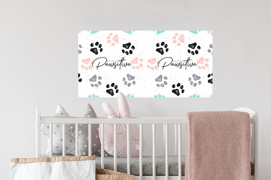Stickers muraux - Film autocollant - Citations - Chiens - Dictons - Stay Pawsitive - 80x40 cm - Film adhésif - Stickers muraux Chambre d'enfant - Papier peint autocollant - Papier peint autocollant - Film autocollant