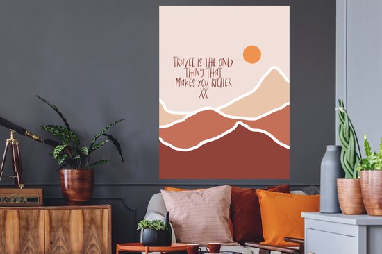 Stickers muraux - Proverbes - Citations - Le voyage est la seule chose qui vous rend plus riche - Oranje - 90x120 cm - Feuille adhésive