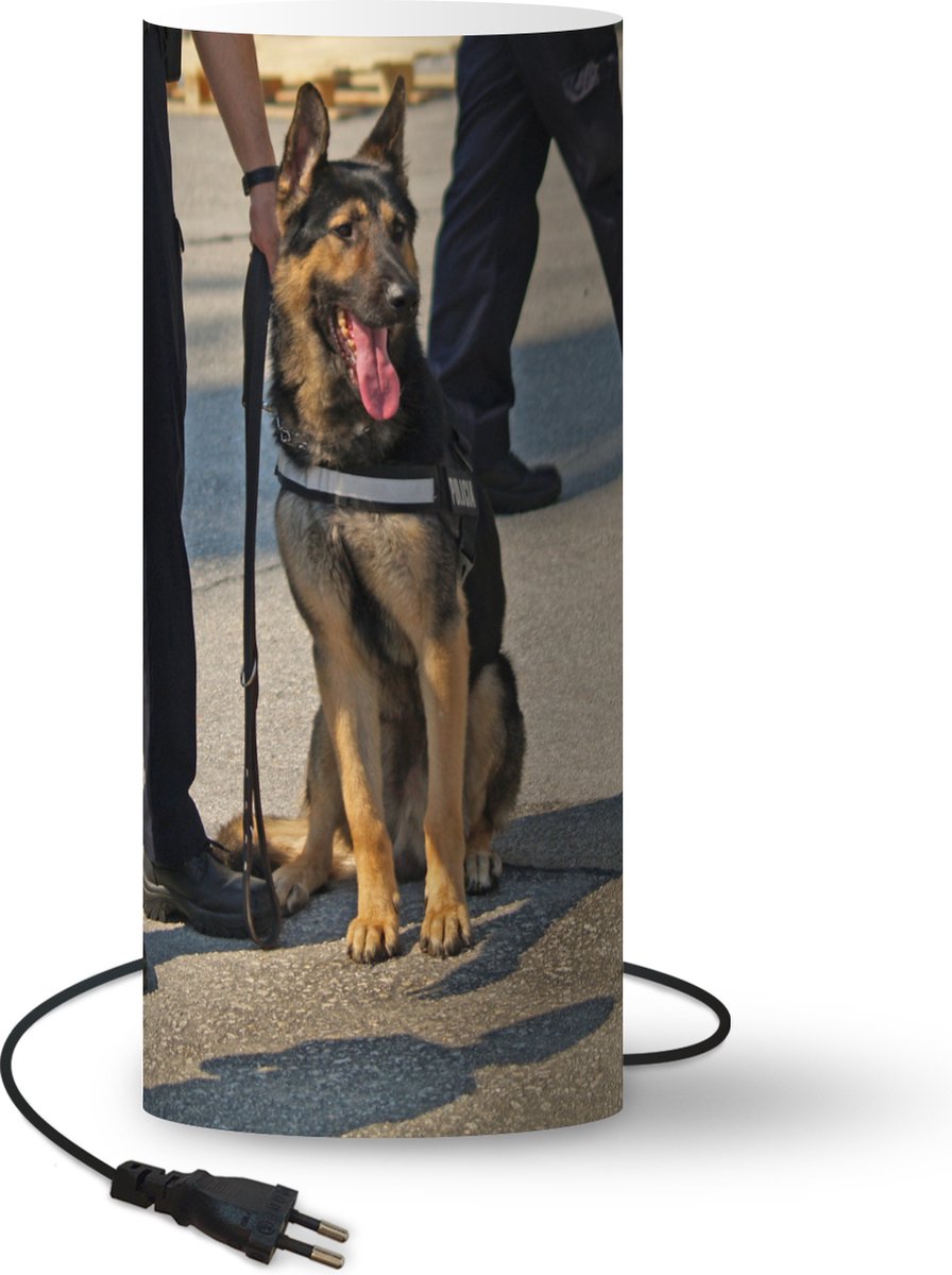 Lamp - Nachtlampje - Tafellamp slaapkamer - Politiehond op surveillance - 33 cm hoog - Ø14.3 cm - Inclusief LED lamp