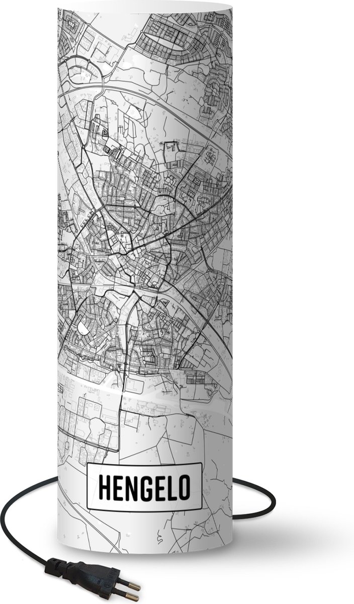 Lamp - Nachtlampje - Tafellamp slaapkamer - Stadskaart Hengelo - 50 cm hoog - Ø15.9 cm - Inclusief LED lamp - Plattegrond