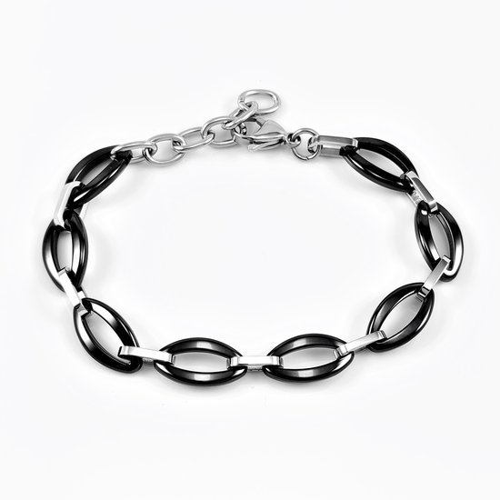 Bracelet Femme Oval Link - Bracelet Céramique Zwart et Titane | bol.com