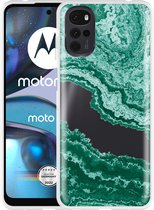 Motorola Moto G22 Hoesje Turquoise Marble Art - Designed by Cazy