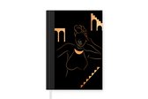Notitieboek - Schrijfboek - Vrouw - Gold - Line art - Notitieboekje - A5 formaat - Schrijfblok