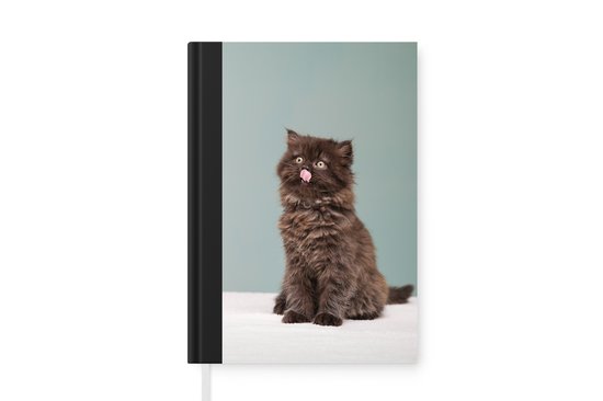 Notitieboek - Schrijfboek - Kitten - Perziche Kat - Tong - Meisjes - Kinderen - Jongens - Kids - Notitieboekje klein - A5 formaat - Schrijfblok