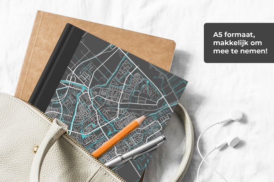 Carnet - Cahier d'écriture - Plan de la ville - Purmerend - Grijs - Blauw - Carnet - Format A5 - Bloc-notes - Carte