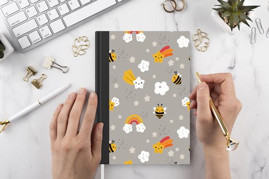 Carnet - Cahier - Motifs - Arc-en-ciel - Abeille - Carnet - Format A5 - Bloc-notes