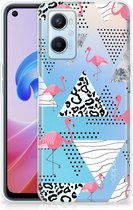 Leuk TPU Back Cover OPPO A96 | OPPO A76 GSM Hoesje Doorzichtig Flamingo Triangle