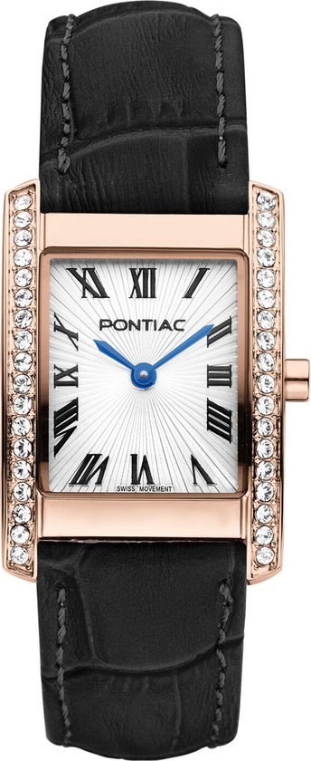 Pontiac Classic P10005 Horloge - Leather - Black - Ø 28 mm