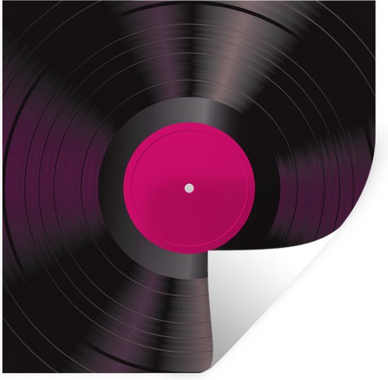 Muurstickers - Sticker Folie - LP's vinyl - Roze - Retro - 80x80 cm - Plakfolie - Muurstickers Kinderkamer - Zelfklevend Behang - Zelfklevend behangpapier - Stickerfolie