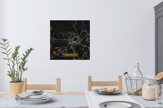 Stickers muraux - Or - Allemagne - Carte - Or - Plan de la ville - Carte - Tübingen - 80x80 cm - Feuille adhésive