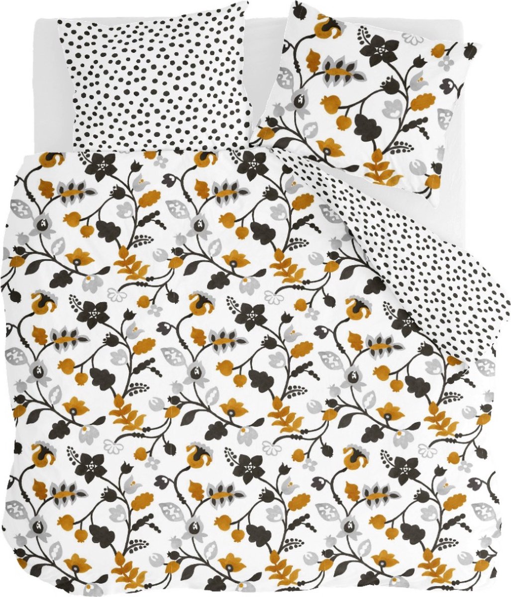 Dreamzie dekbedovertrek 135x200 cm met 1 kussensloop 80x80 cm, saliegroen botanisch patroon, beddengoedset 135x200 bladmotief, eenpersoonsbedlinnen met ritssluiting, Oeko TEX