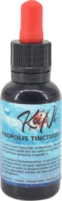 Flesje met druppelaar dop met 'Propolis Tinctuur' label. 30 ML.