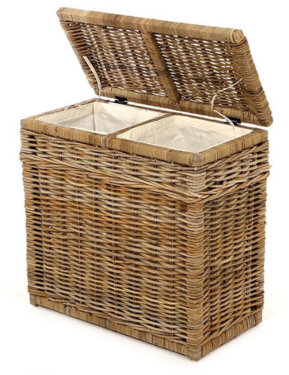 Rieten Wasmand Dubbel - 68x33xH66 cm