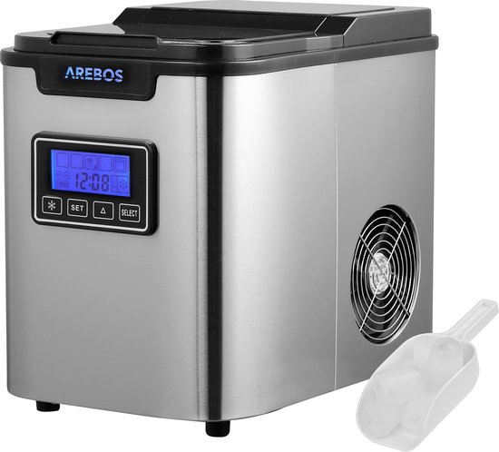 Machine à glaçons AREBOS en acier inoxydable 2.2L LCD Icemaker 12KG/24h |  bol.com
