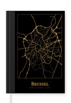 Notitieboek - Schrijfboek - Stadskaart - Brussel - Goud - Zwart - Notitieboekje klein - A5 formaat - Schrijfblok - Plattegrond