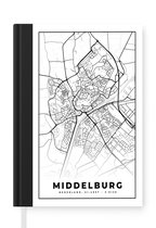 Notitieboek - Schrijfboek - Kaart - Middelburg - Zwart - Wit - Notitieboekje klein - A5 formaat - Schrijfblok