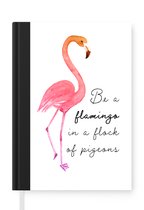 Notitieboek - Schrijfboek - Oranje - Flamingo - Quote - Notitieboekje klein - A5 formaat - Schrijfblok