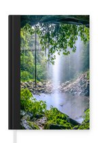 Notitieboek - Schrijfboek - Jungle - Regenwoud - Water - Waterval - Planten - Notitieboekje klein - A5 formaat - Schrijfblok