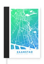 Notitieboek - Schrijfboek - Stadskaart - Zaanstad - Nederland - Blauw - Notitieboekje klein - A5 formaat - Schrijfblok - Plattegrond