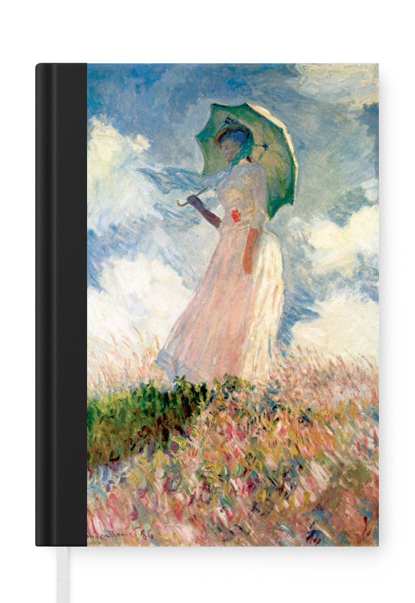 Notitieboek - Schrijfboek - Vrouw met parasol - Schilderij van Claude Monet - Notitieboekje klein - A5 formaat - Schrijfblok