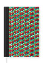 Notitieboek - Schrijfboek - Aardbeien - Kinderen - Fruit - Vegan - Design - Notitieboekje klein - A5 formaat - Schrijfblok