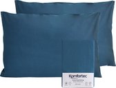 Komfortec Set van 2 Premium Jersey Kussenslopen 40x60 cm - Superzachte Kussenhoes – 100% Katoen – 150 g/m² - Blauw