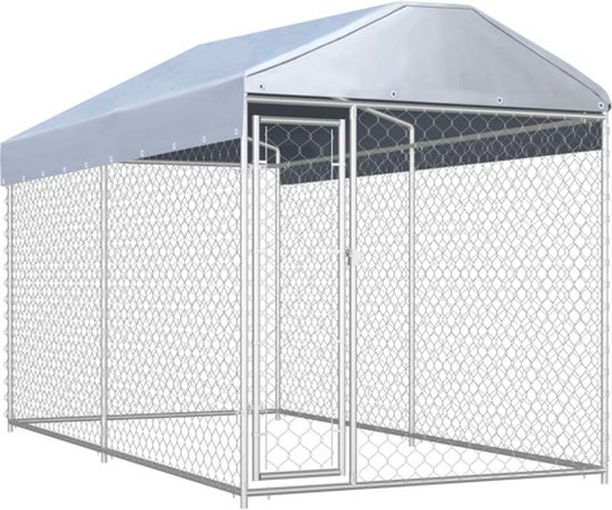 VDXL Hondenkennel voor buiten met dak 382x192x225 m