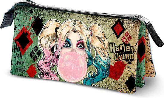 Karactermania - DC Comics Harley Quinn Mad Love-Triple Etui met Rits - Potloden etui - Pennenetui - Beige