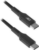 ACT USB C naar USB C Kabel – Gevlochten Nylon - 1m – Laad-en Datakabel - AC3096