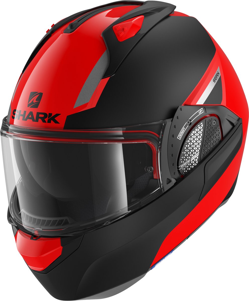 SHARK EVO GT SEAN Motorhelm Systeemhelm Oranje Zwart Zilver - Maat L