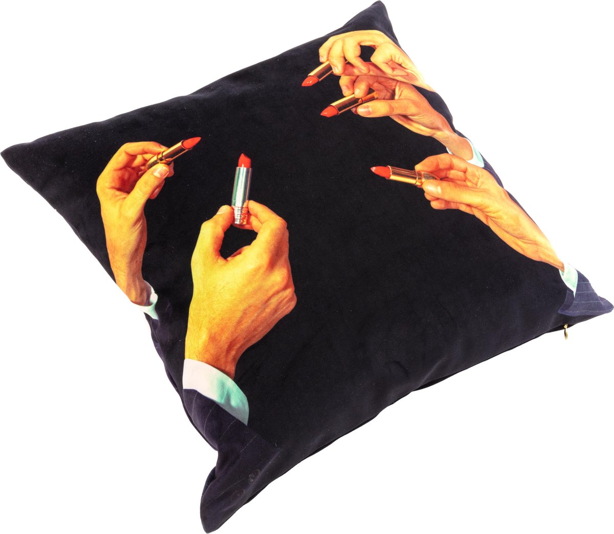 Seletti Toiletpaper Kussen 50x50 Black Lipsticks