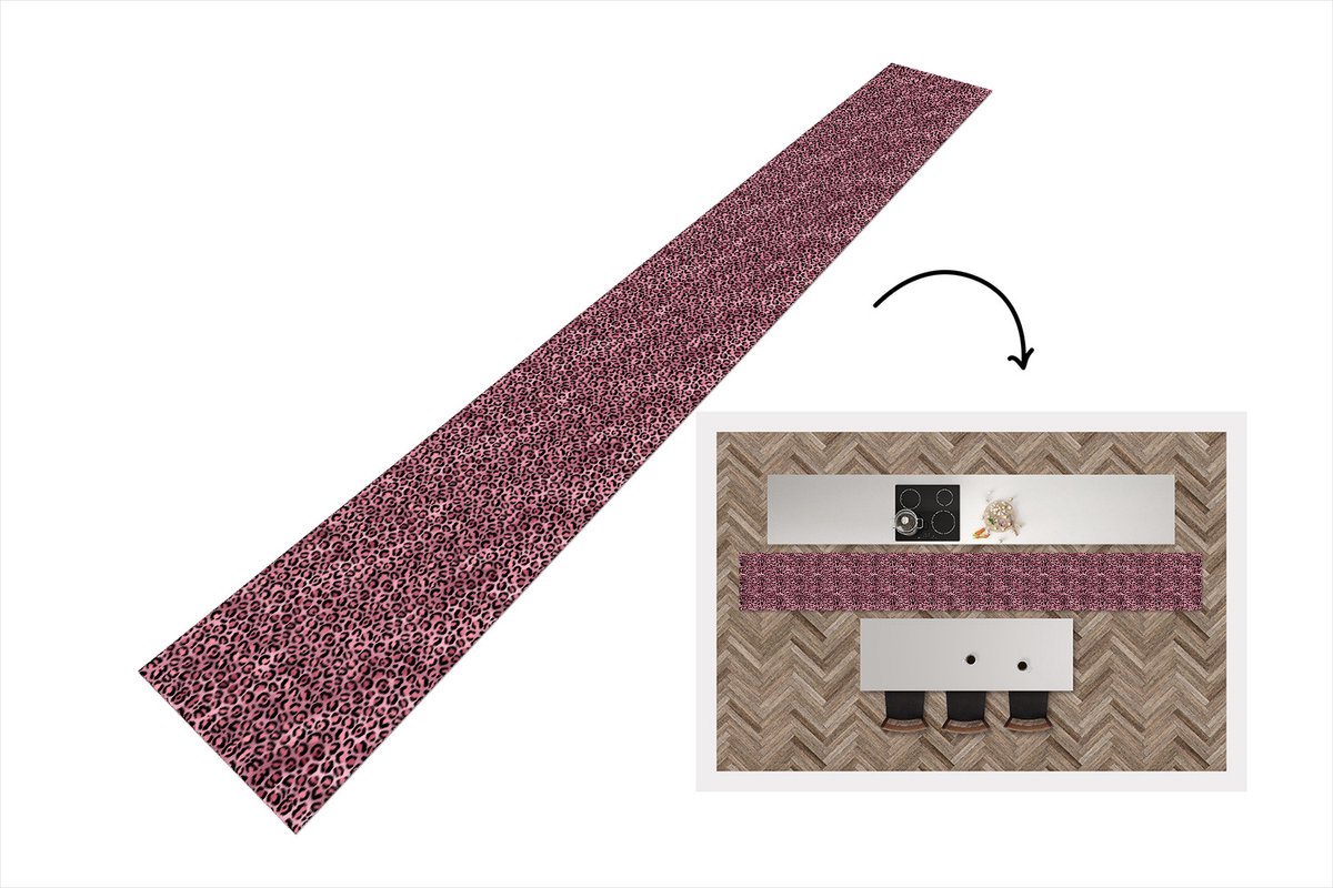 KitchenYeah Keukenloper - Keukenmat - Panter - Roze - Dierenprint - Patronen - Keuken vloerkleed, foto 2