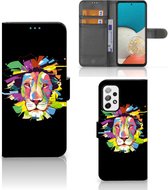 GSM Hoesje Samsung Galaxy A73 5G Book Cover Lion Color