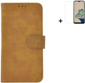 Pearlycase hoesje voor Nokia G11/ G21 - Kunstleer Book Case - Bruin hoesje met screenprotector