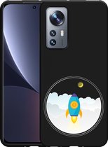 Xiaomi 12 Pro Hoesje Zwart To the Moon - Designed by Cazy