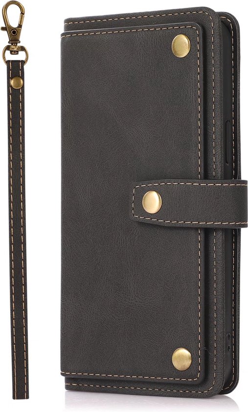 Book Case Samsung Galaxy S21 Ultra avec cordon - Porte-cartes - Cuir PU - Luxe - Samsung Galaxy S21 Ultra - Zwart