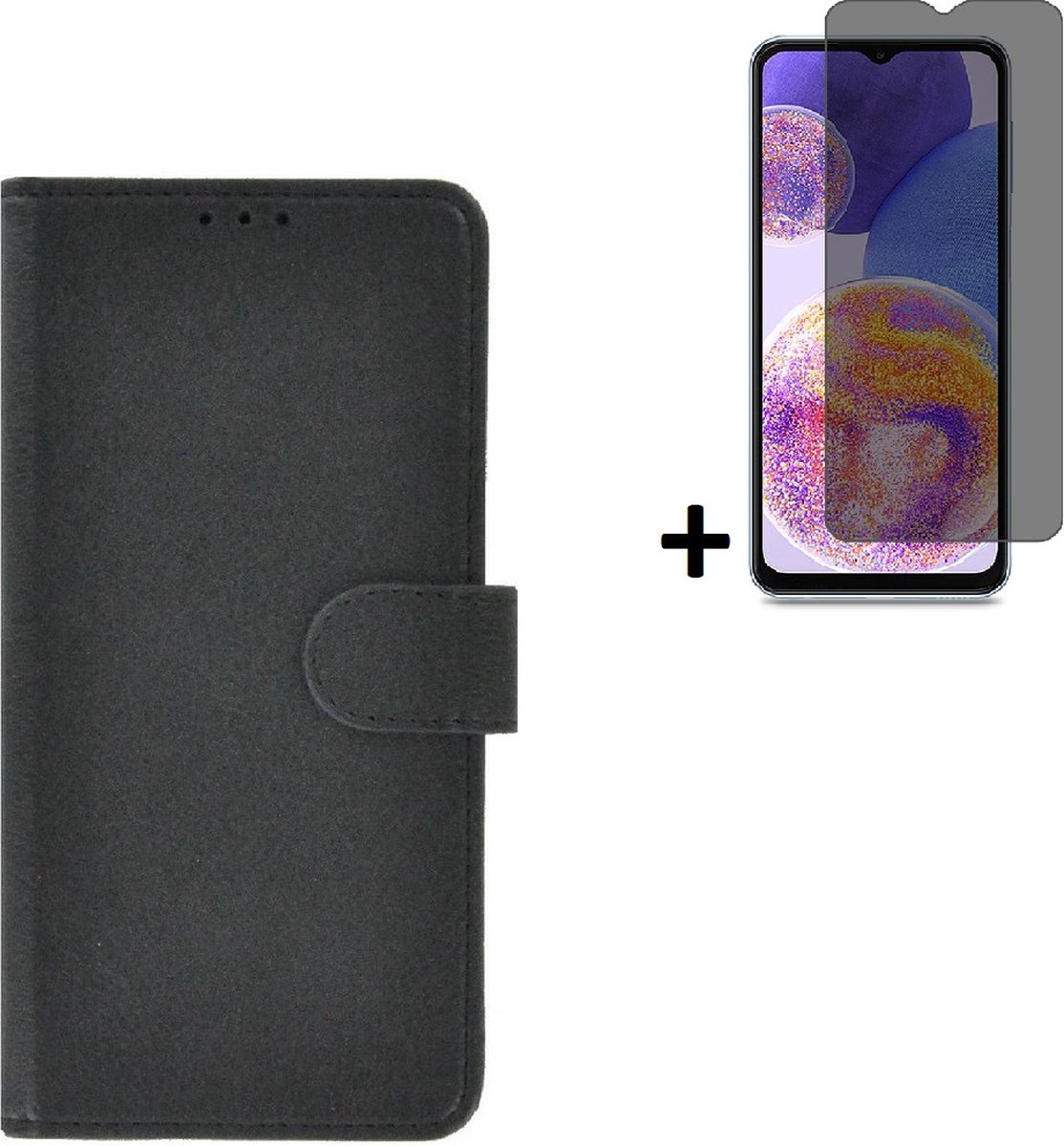 Pearlycase hoesje Geschikt voor Nokia G11/ G21 - Kunstleer Book Case - Zwart hoesje met privacy screenprotector