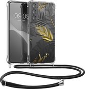 kwmobile telefoonhoesje geschikt voor Samsung Galaxy S22 - Hoesje met telefoonkoord - Back cover voor smartphone - Case in geel / grijs / transparant