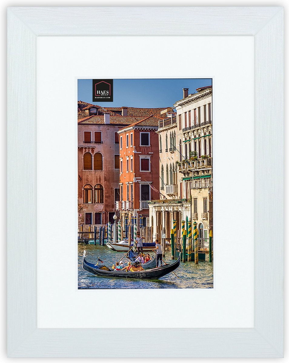 HAES deco Houten Fotolijst met Passe-partout Venezia wit voor 1 foto formaat 9x13 of 13x18 -SP13018