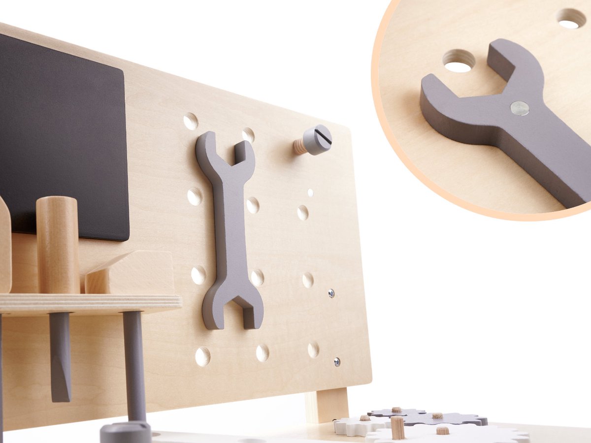 Houten Werkbank Speelgoed - Kinder Gereedschap met Hamer en Zaag - Klussen voor Jongens met Kindergereedschap — afbeelding 12